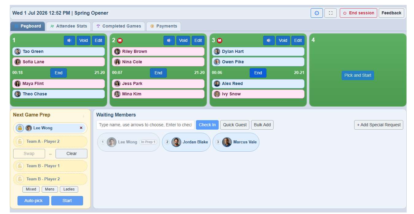 Live session board preview